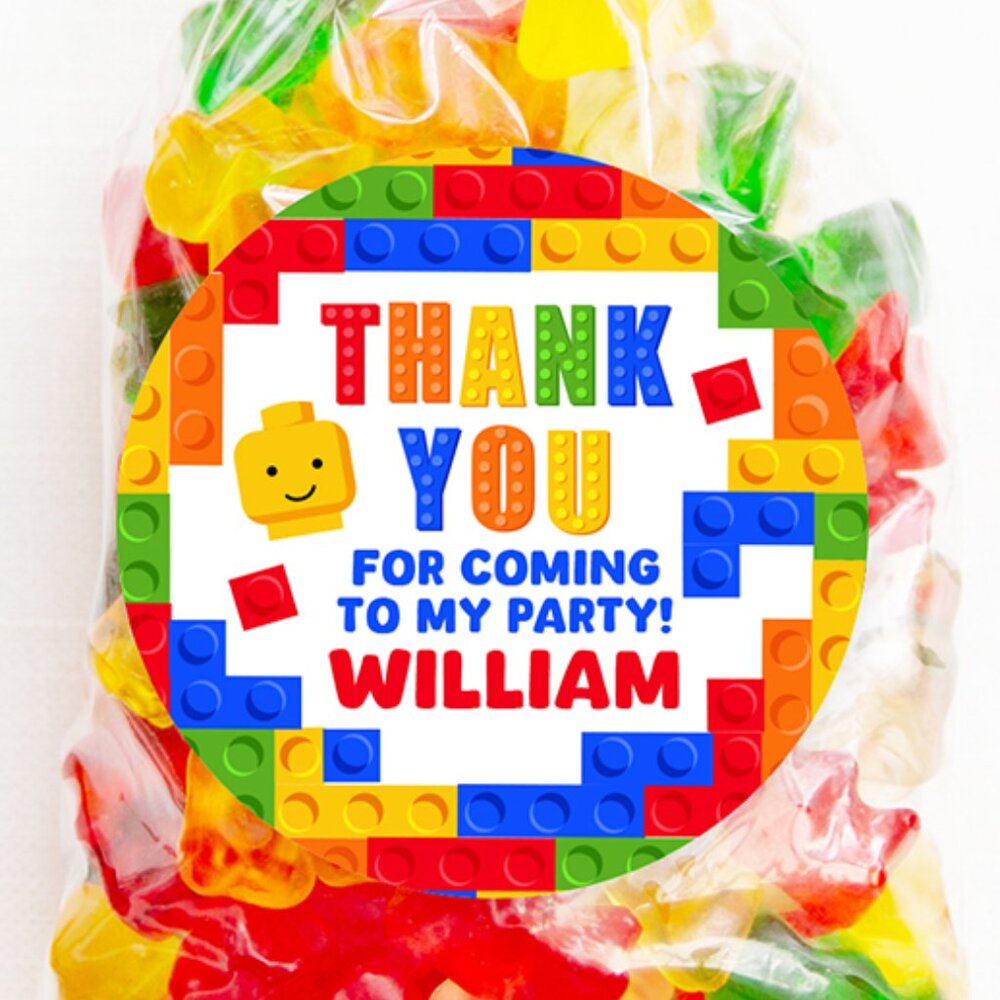 Building Blocks Birthday Stickers, Blocks Birthday Party Favor Stickers Tags